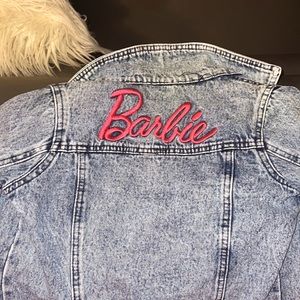 Girls Barbie denim jacket fits size 5 through six slightly used